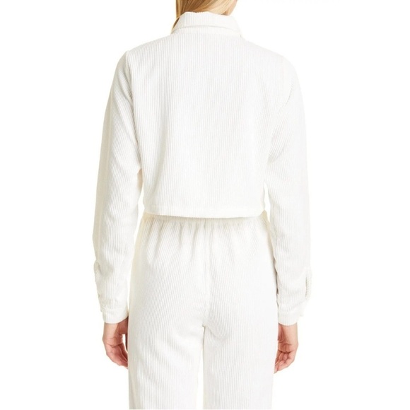 The Range Women Ivory Ribbed Corduroy Button-Up Collared Crop Shirt Size Small - Picture 8 of 8